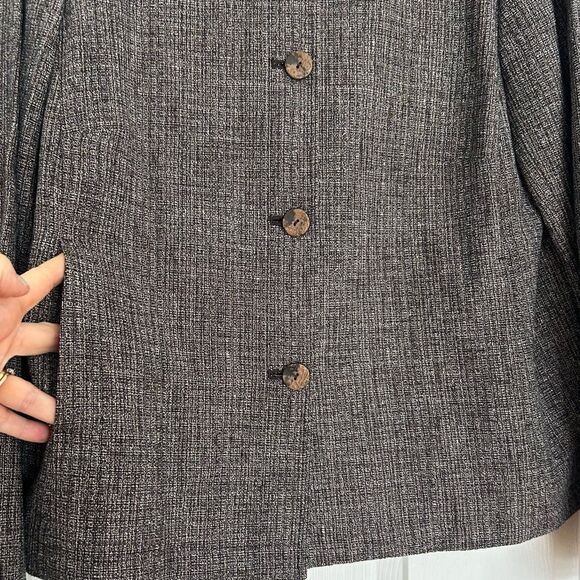 J Jill Blazer Womens Gray Tweed Lightweight Linen Blend Blazer Size Medium Tall - Picture 6 of 13